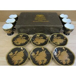 Yamasen Gold Collection Fine Porcelain 24ct Gold Plated Tea Set 12pc Japan w Box